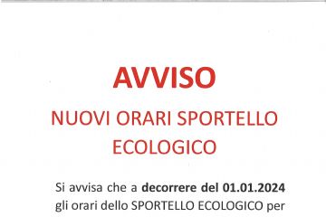 Nuovi orari sportello ecologico