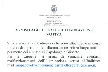 Avviso: Illuminazione votiva