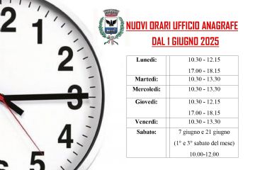 Nuovo orario Ufficio ANAGRAFE