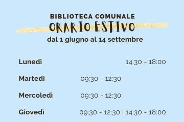 Orario estivo Biblioteca