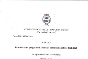 Avviso pubblicazione approvazione programma triennale opere pubbliche 2026/2028