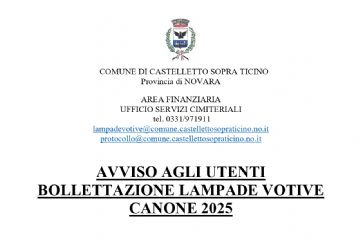 AVVISO - Bollettazione lampade votive canone 2025